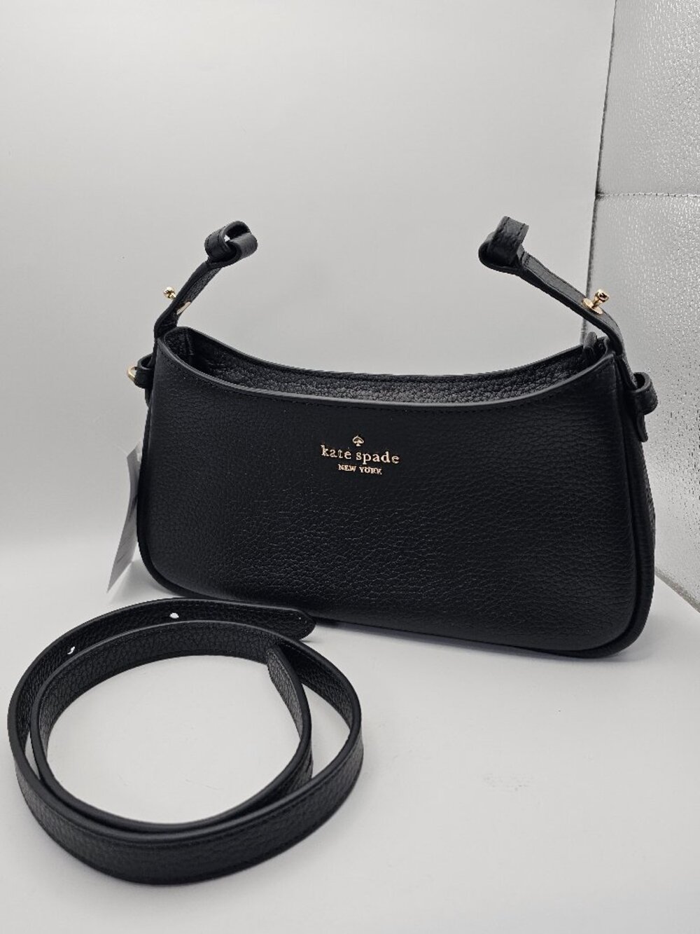 Kate Spade New York Juliette Small Shoulder Bag, Black Pebbled Leather • NWT